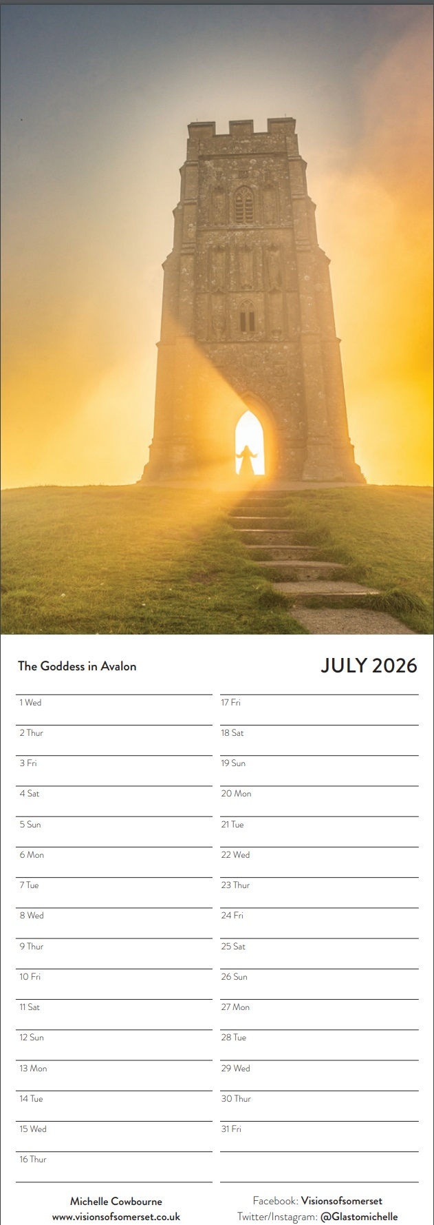Thumbnail: Slimline Glastonbury Tor 2026 Calendar