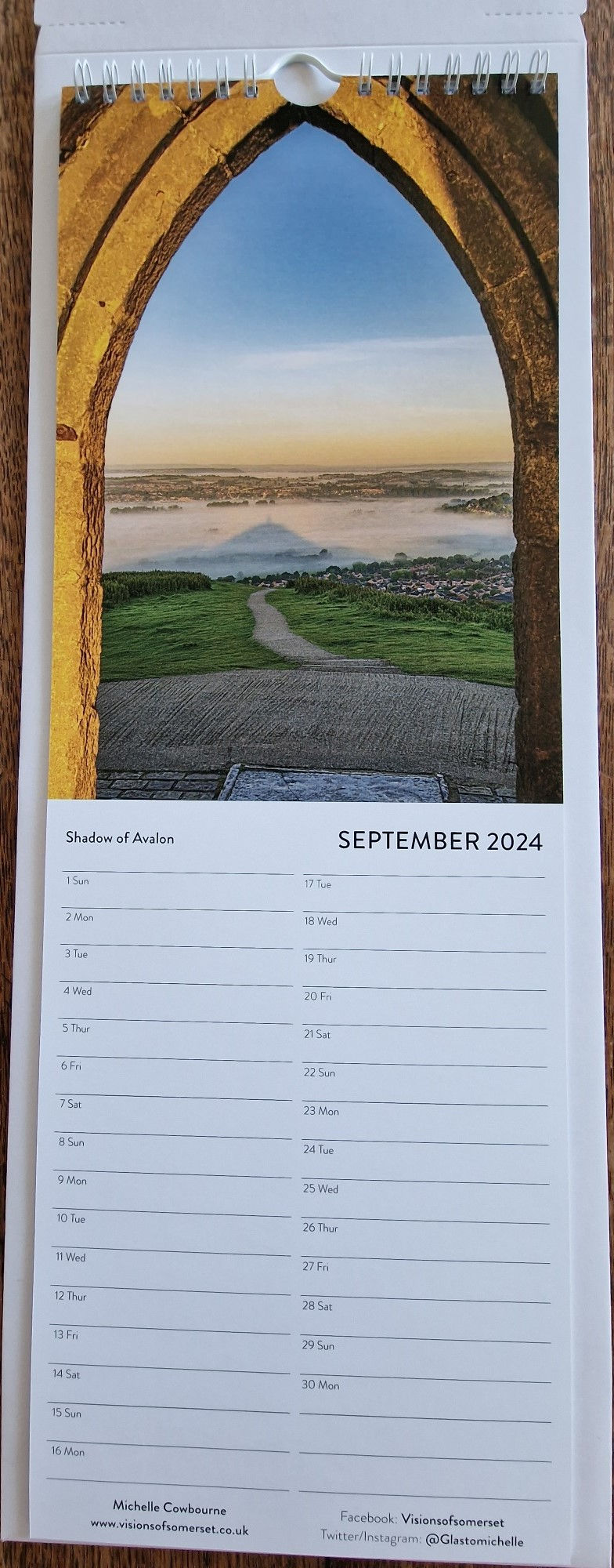 Thumbnail: Slimline Glastonbury Tor 2024 Calendar (£8 plus P&P)