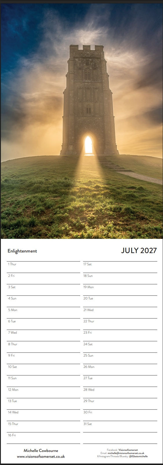 Thumbnail: Slimline Glastonbury Tor 2027 Calendar