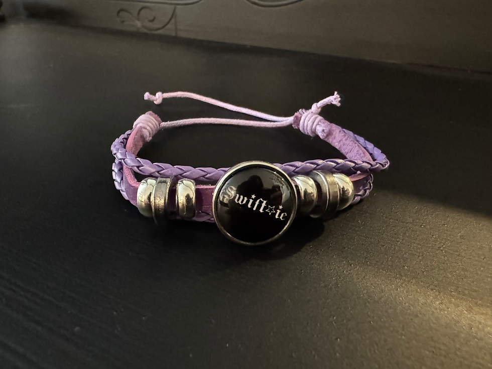 Thumbnail: Adjustable TS Fan Leather Bracelet in Purple