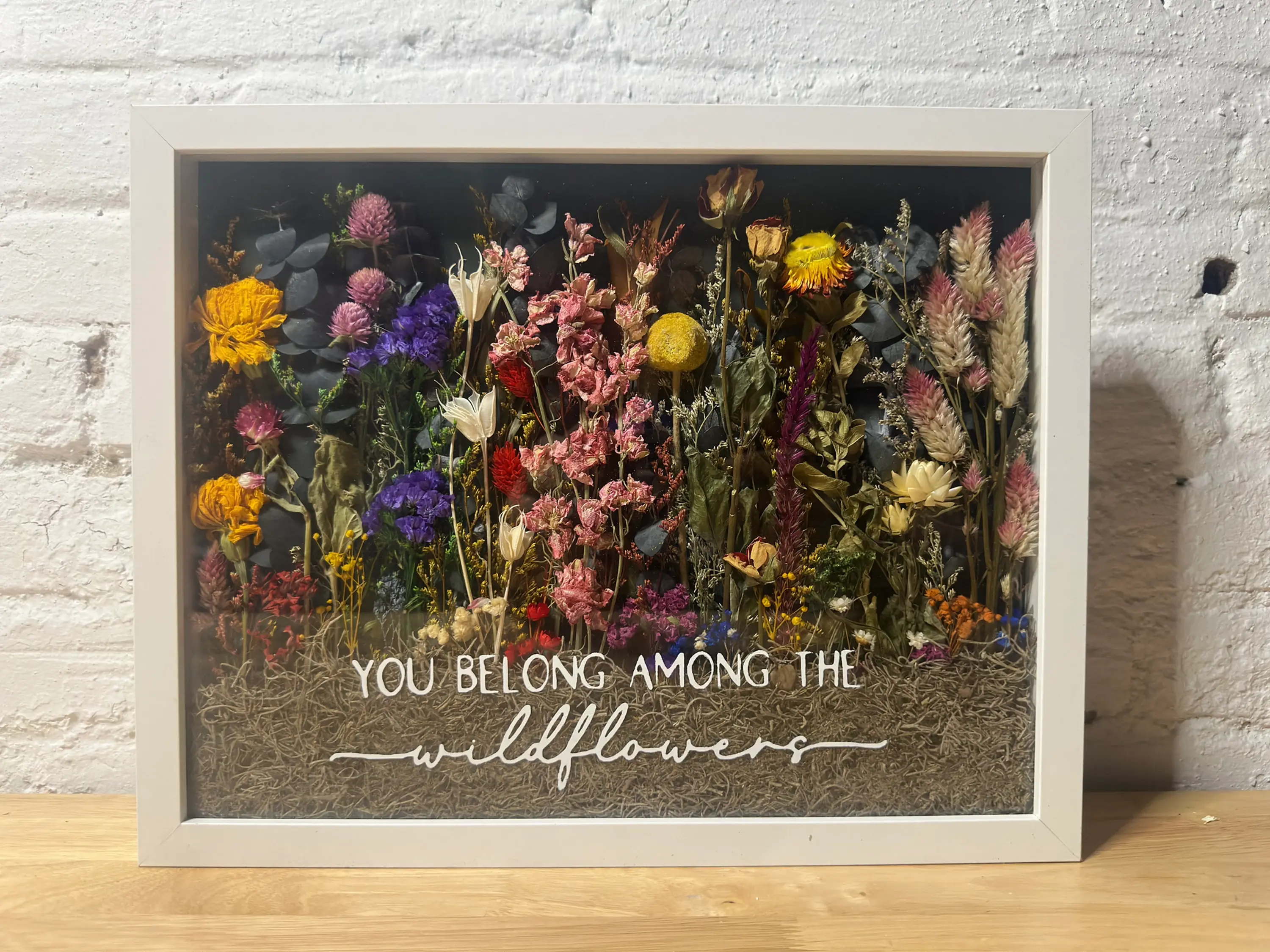 11x14 white wildflower shadow box