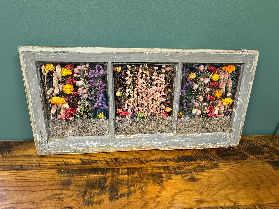 Thumbnail: Gray 3 Pane Wildflower Vintage Wood Window