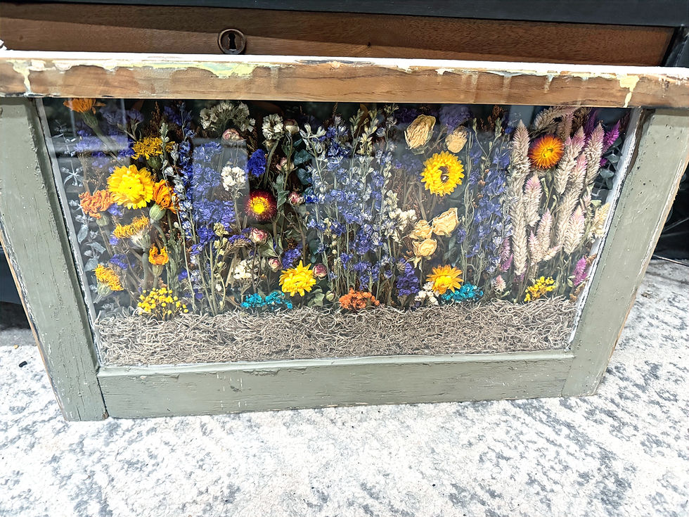 Small Light Green Wildflower Vintage Wood Window