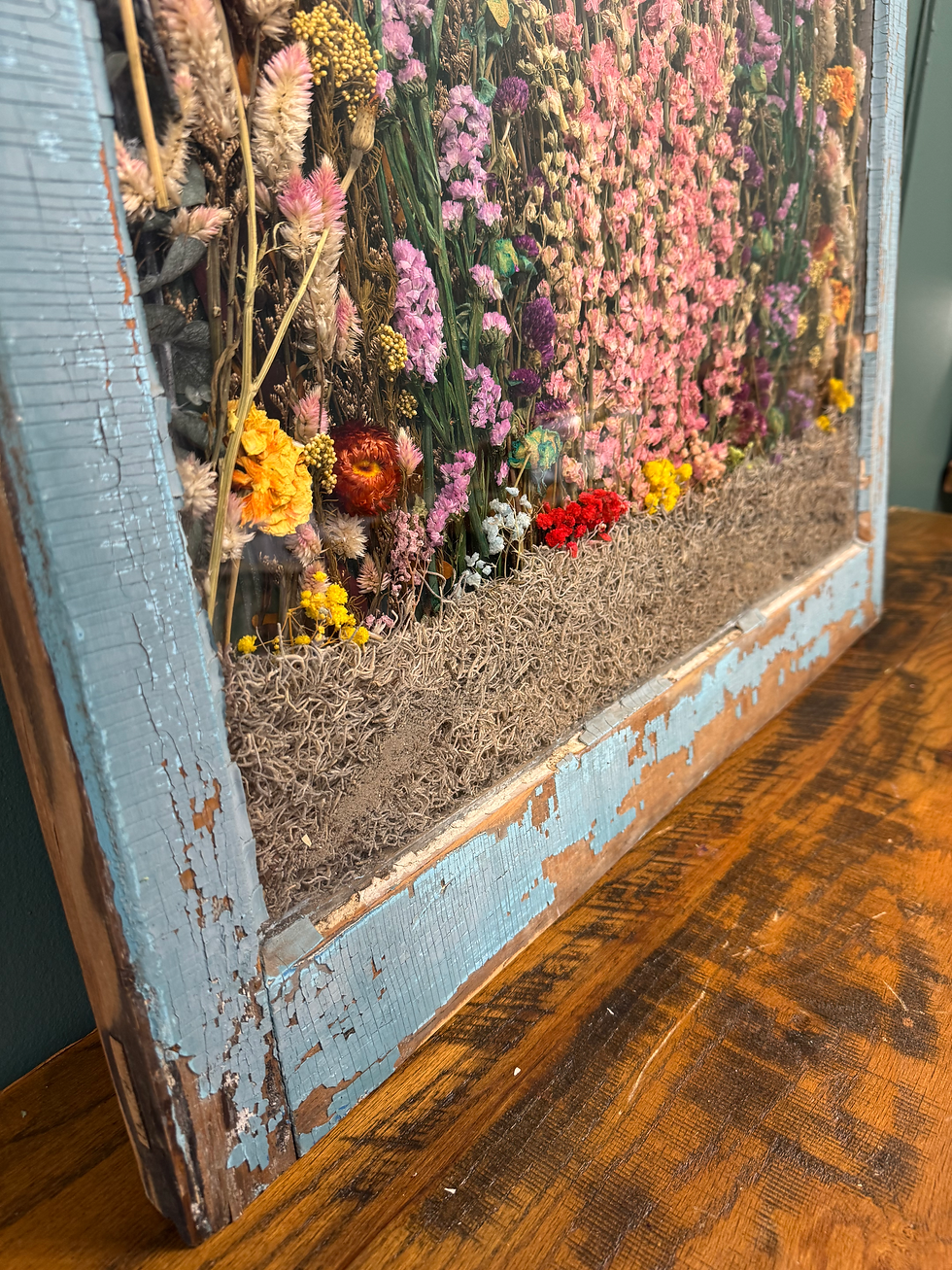 Thumbnail: Blue Wildflower Vintage Wood Window