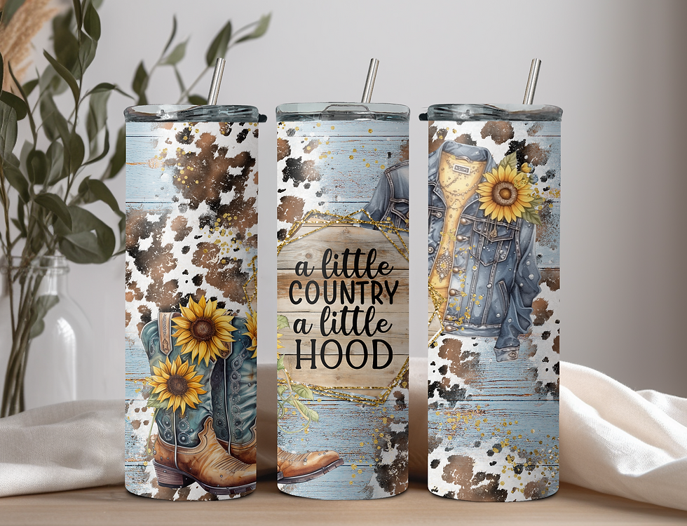 "A Little Country, A Little Hood" Stainless Steel Skinny Tumbler