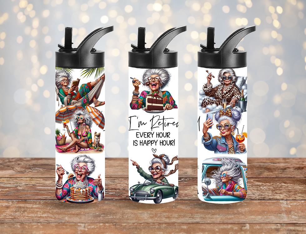 I'm Retired, Every Hour is Happy Hour Skinny Tumbler