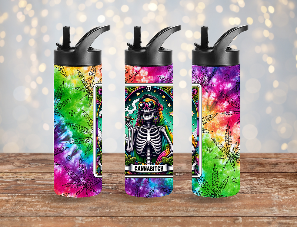 Cannabis Cannabitch Tarot Card Stainless Steel Skinny Tumbler