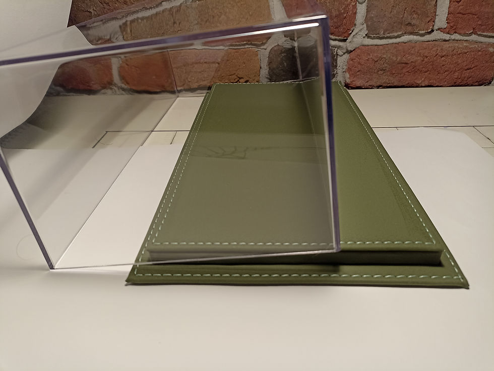 Thumbnail: KHAKI GREEN LEATHER BASED PLEXY EXHIBITION BOX (CASE)