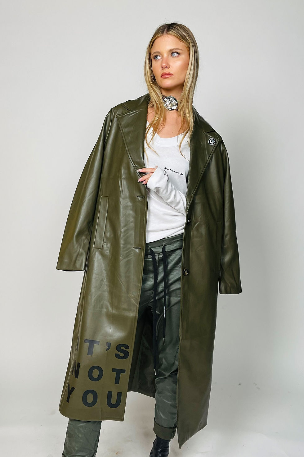 Thumbnail: LIST FAUX LEATHER LONG COAT