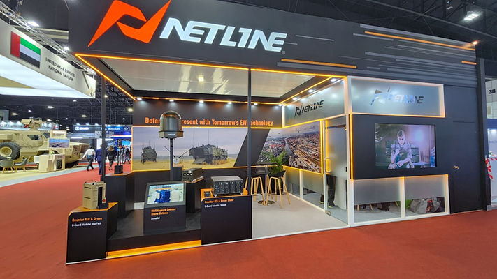 Netline exhibition booth showcasing technology