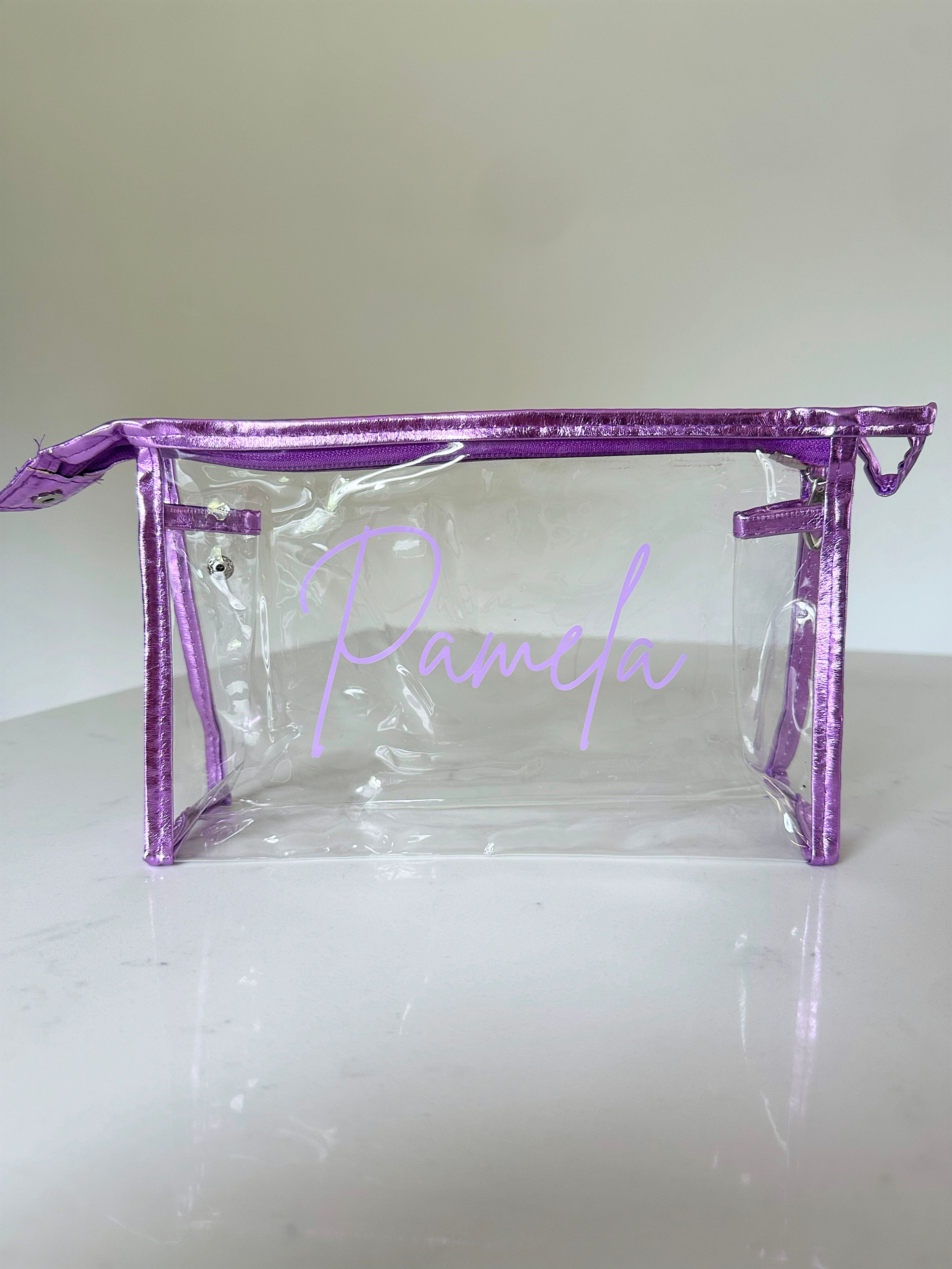 ‘The Pamela’ Personalised Make Up Bag -Purple