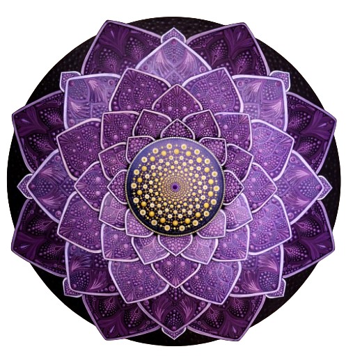 3D Purple Flower Blessing Mandala Art
