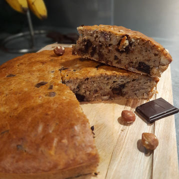 Banana bread moelleux au chocolat et noisettes 🍫💪😛