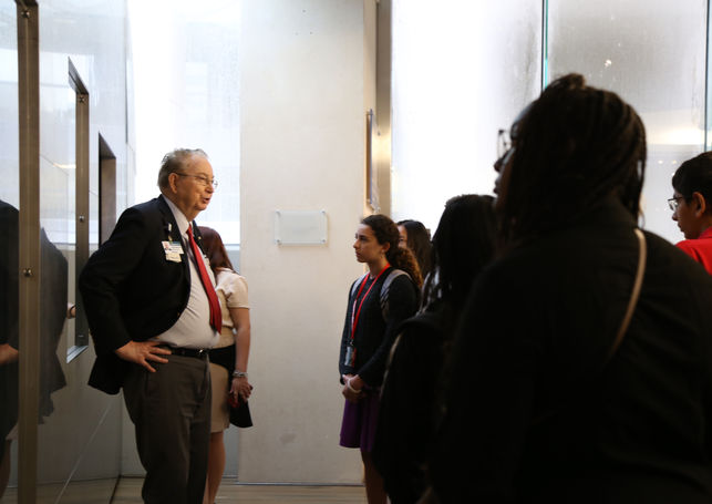 Dr. Kenneth Mattox giving a tour of the DeBakey Library and Museum