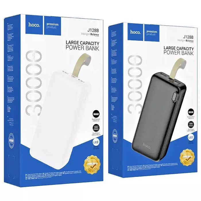 Hoco J128B Powerful Dual USB Output Power Bank 30000mAh Black