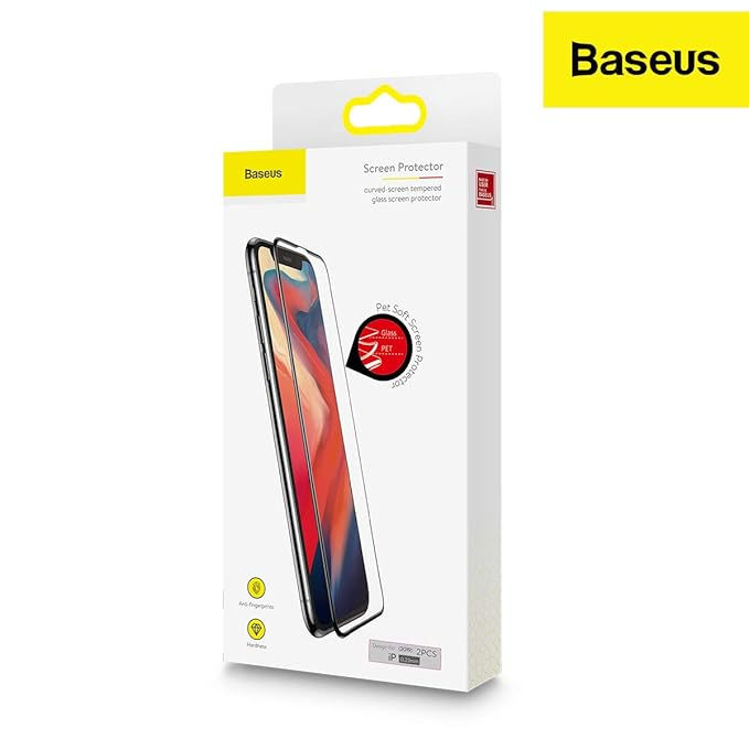Baseus Curved Full Screen Tempered Glass (SGAPIPH61-APE01) for iPhone 11 – front view of retail packaging showing edge-to-edg