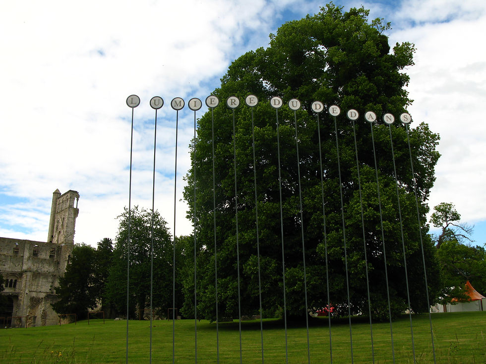 Installation, Les mots de l’impressionnisme, Jumiège à Ciel Ouvert, Normandie, France, 2010