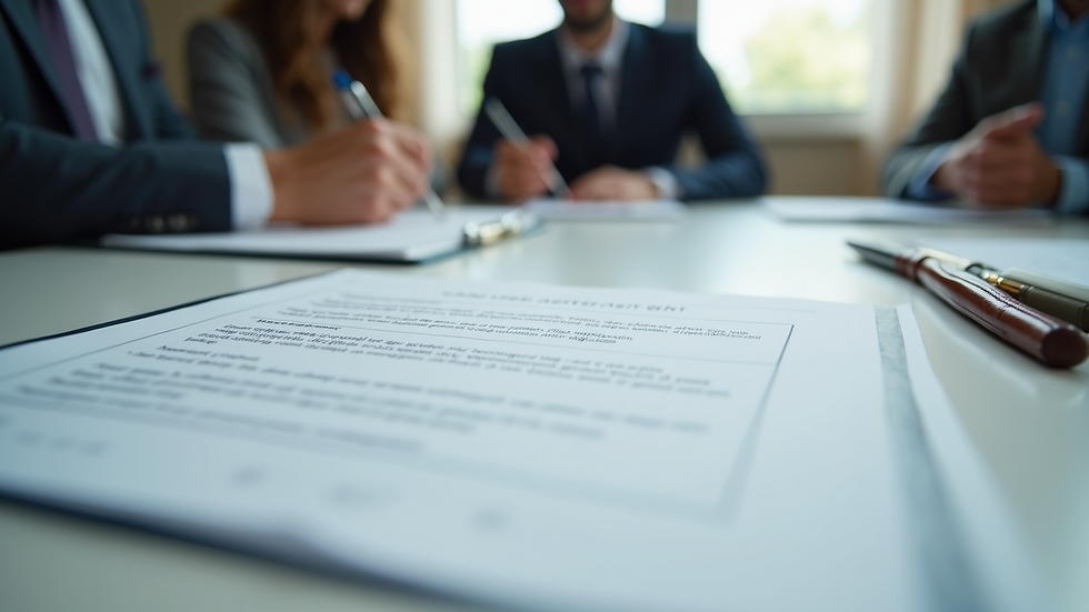 Close-up view of a lease agreement on a table