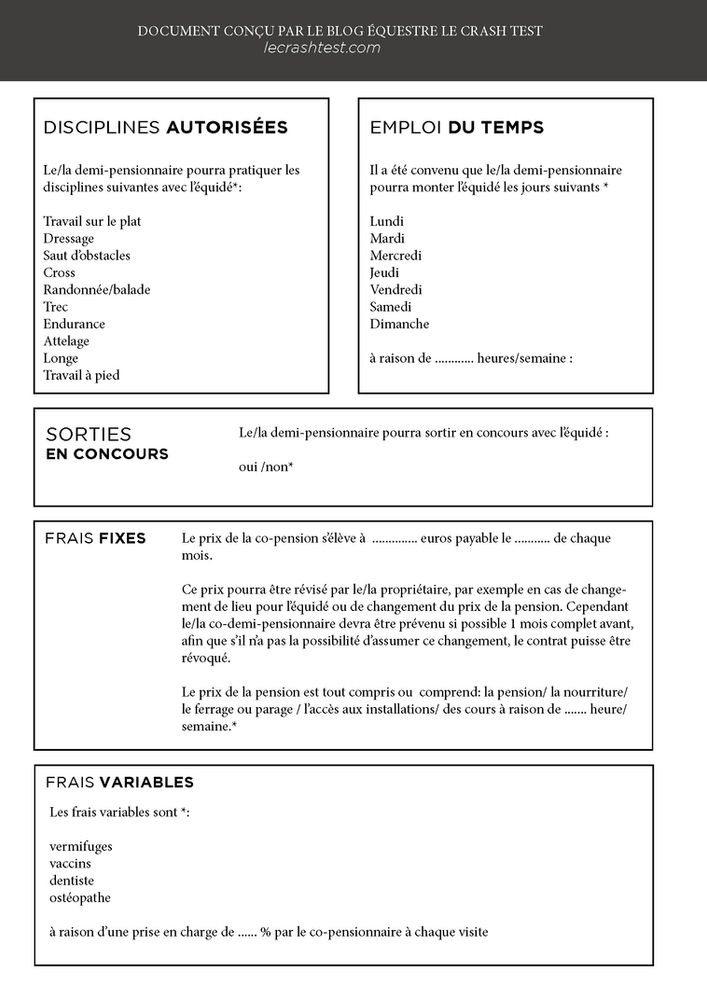 Contrat type de partage de pension d