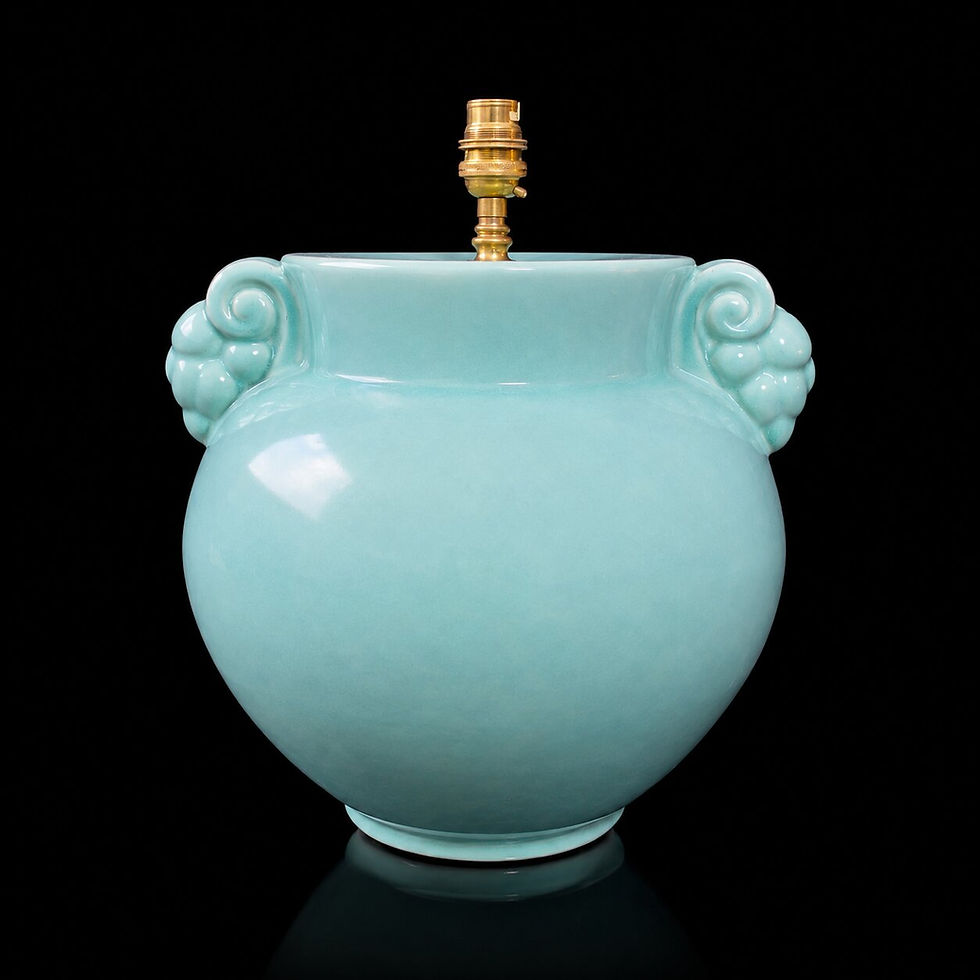 Thumbnail: Vintage 1930's Turquoise Poole Pottery Table Lamp