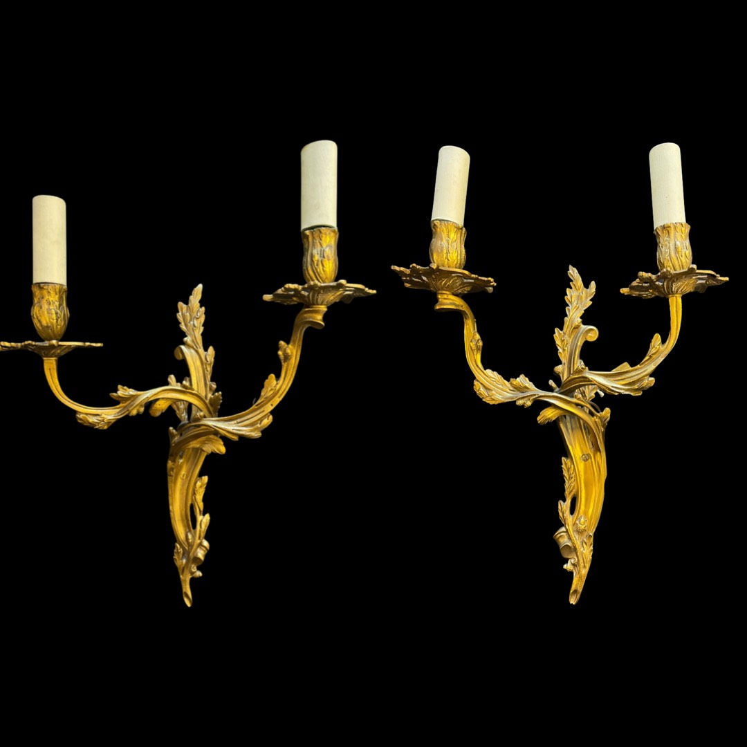 Pair of Mid 19th Century Louis XV Style Brass Sconces