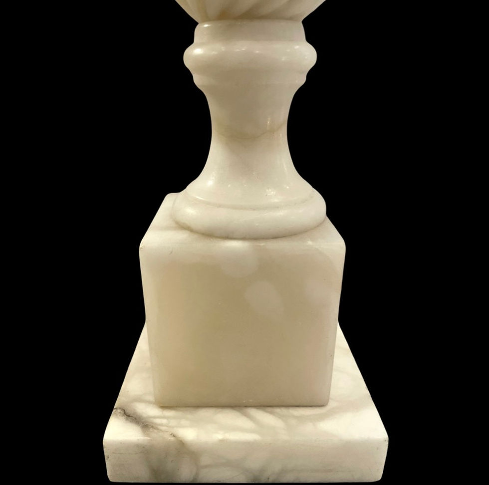 Thumbnail: Vintage Pair of White Alabaster Neoclassical Table Lamps