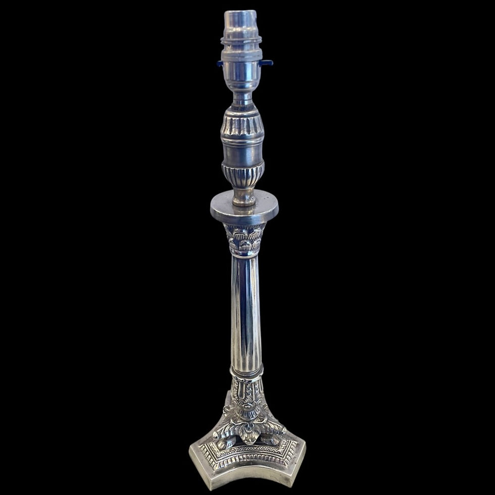 Thumbnail: Antique Victorian Nickel Column Table Lamp