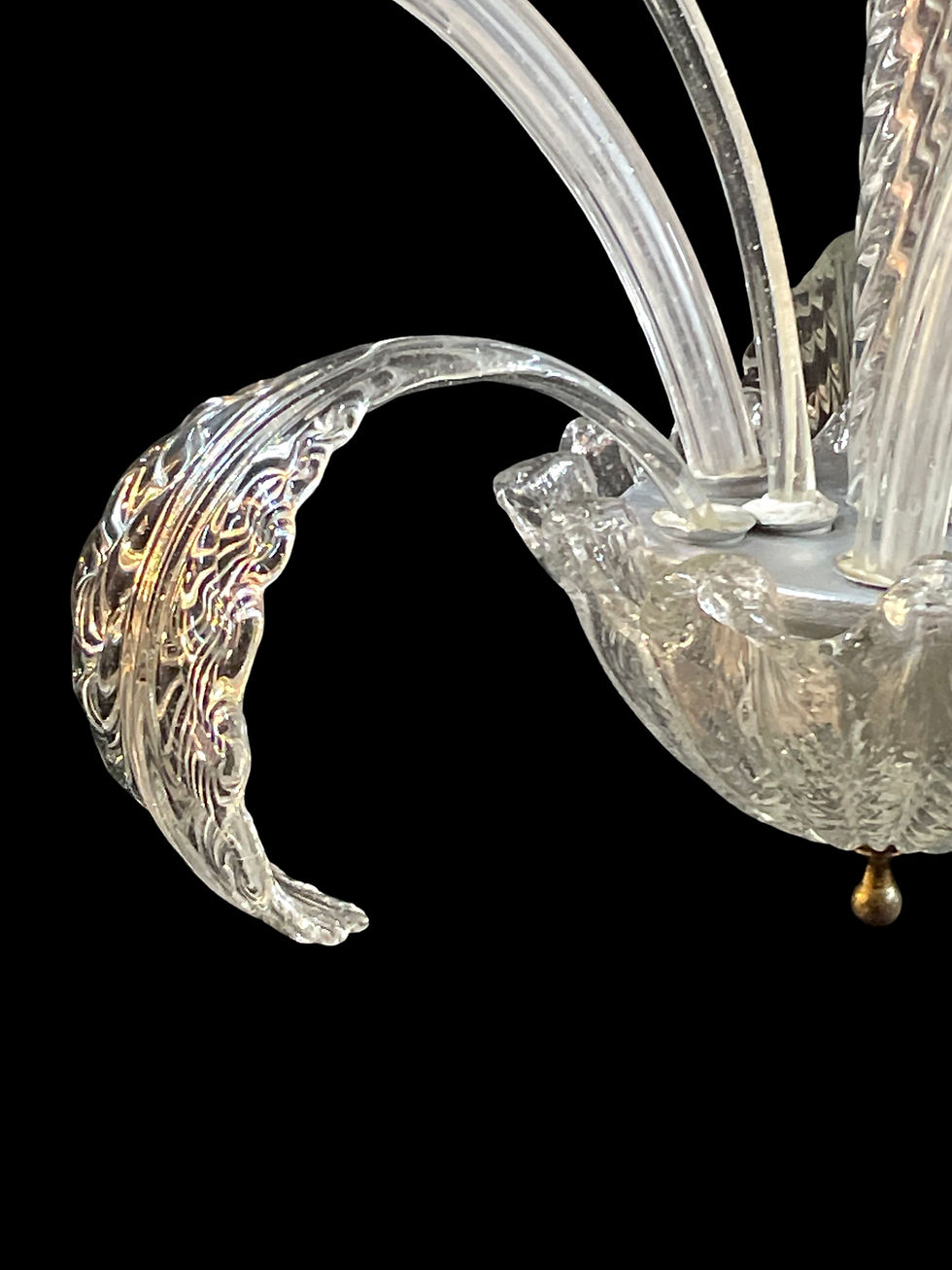 Thumbnail: 1940's Barovier & Toso 3 Arm Murano Glass Floral Pendant Light
