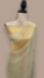 off white khaddi georgette handloom saree gold zari front view