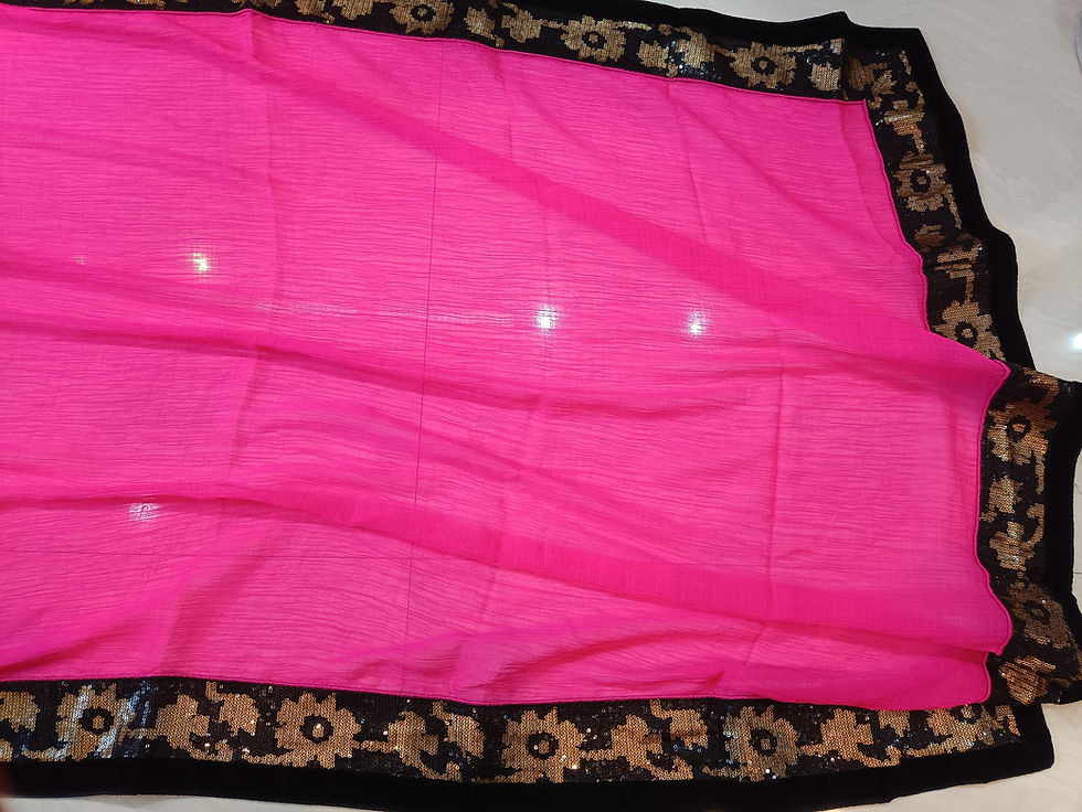 Pink Pure Chiffon Designer Saree palla view
