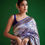 Thumbnail: jahanvi blue pure katan silk handloom banarasi saree tanchui brocade front view