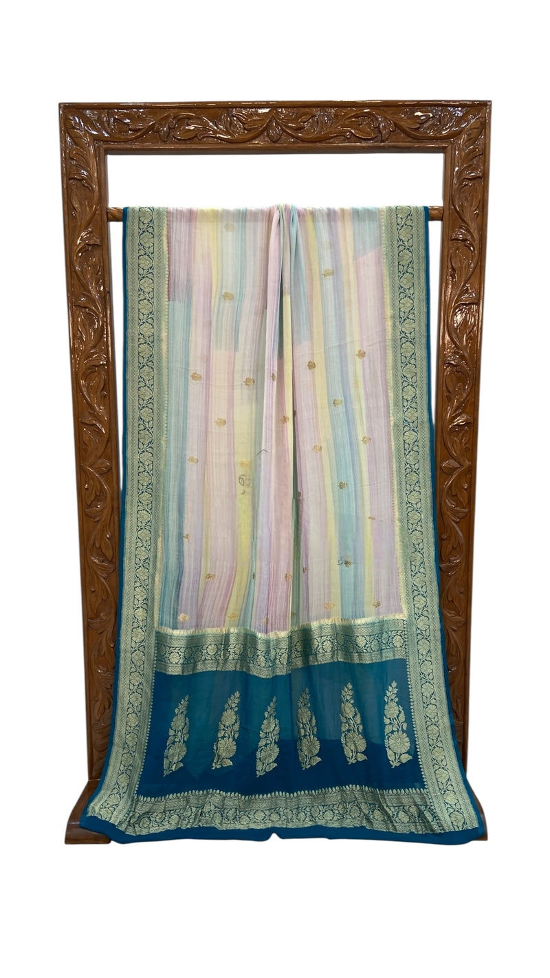 multicolor khaddi georgette handloom saree palla view