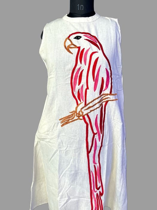 off white pure khadi cotton two piece suit set front view