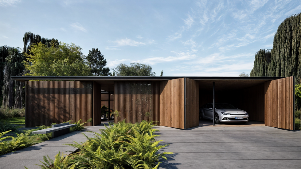 Casa moderna con garage de madera — obra nueva en zona oeste GBA