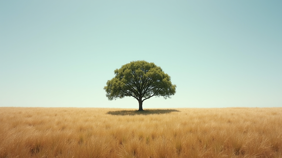 High angle view of a single tree standing strong in an open field
