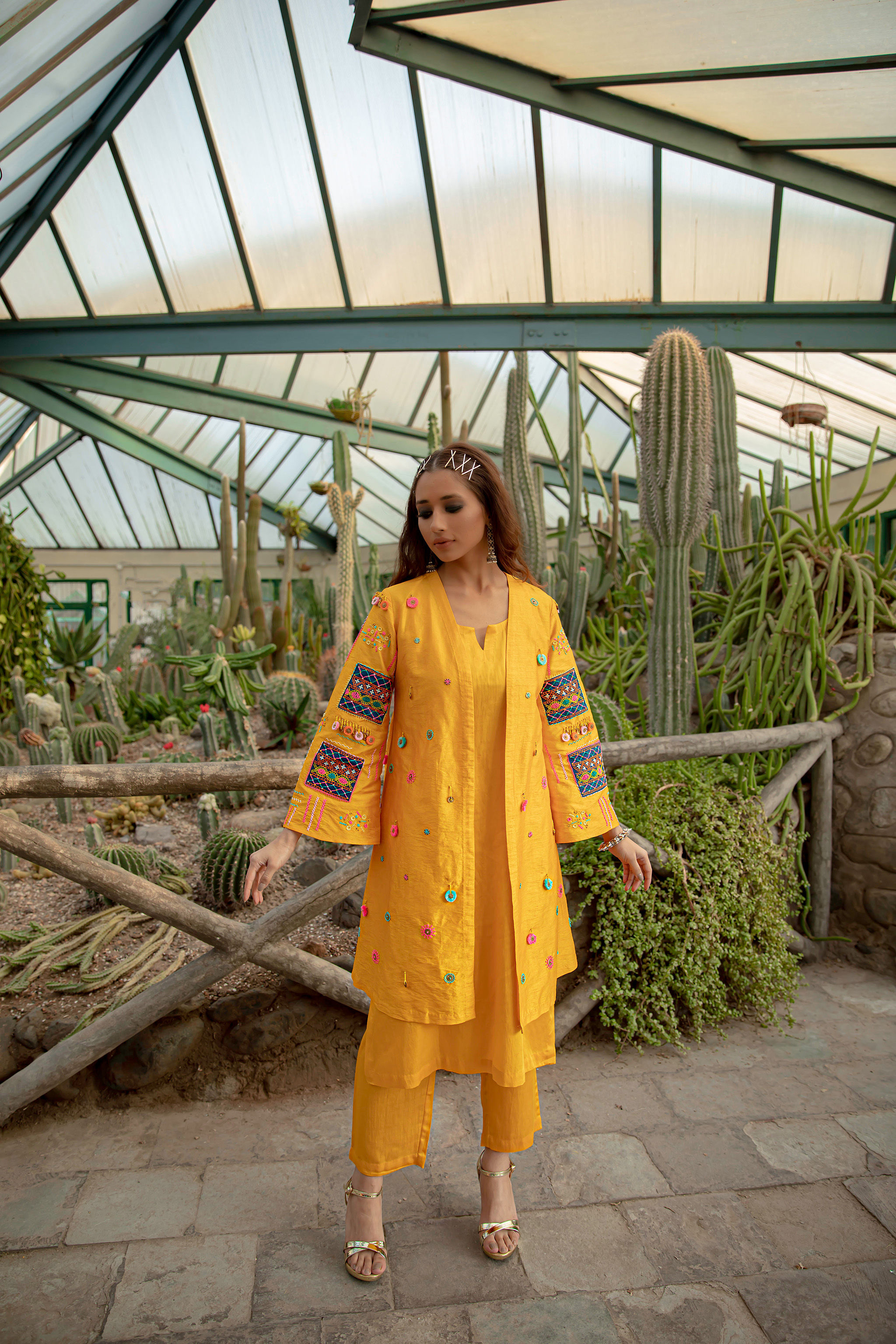 Yellow Vanjari Patch Short Jacket