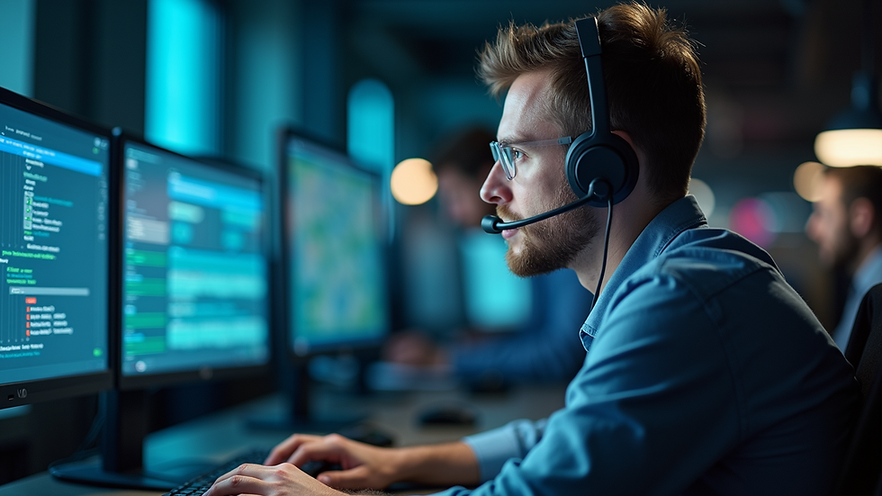 Eye-level view of a technician providing remote IT support