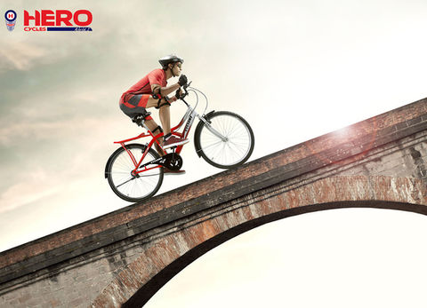 Hero cycle- Men Riding on the bridge- Advertising photographer- New Delhi India
