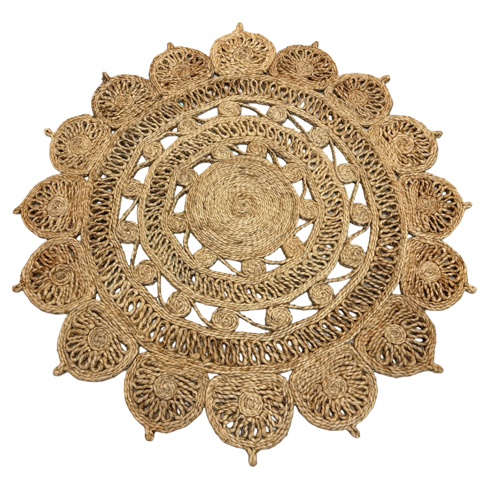 Indian Jute Scallop 3'4 Round