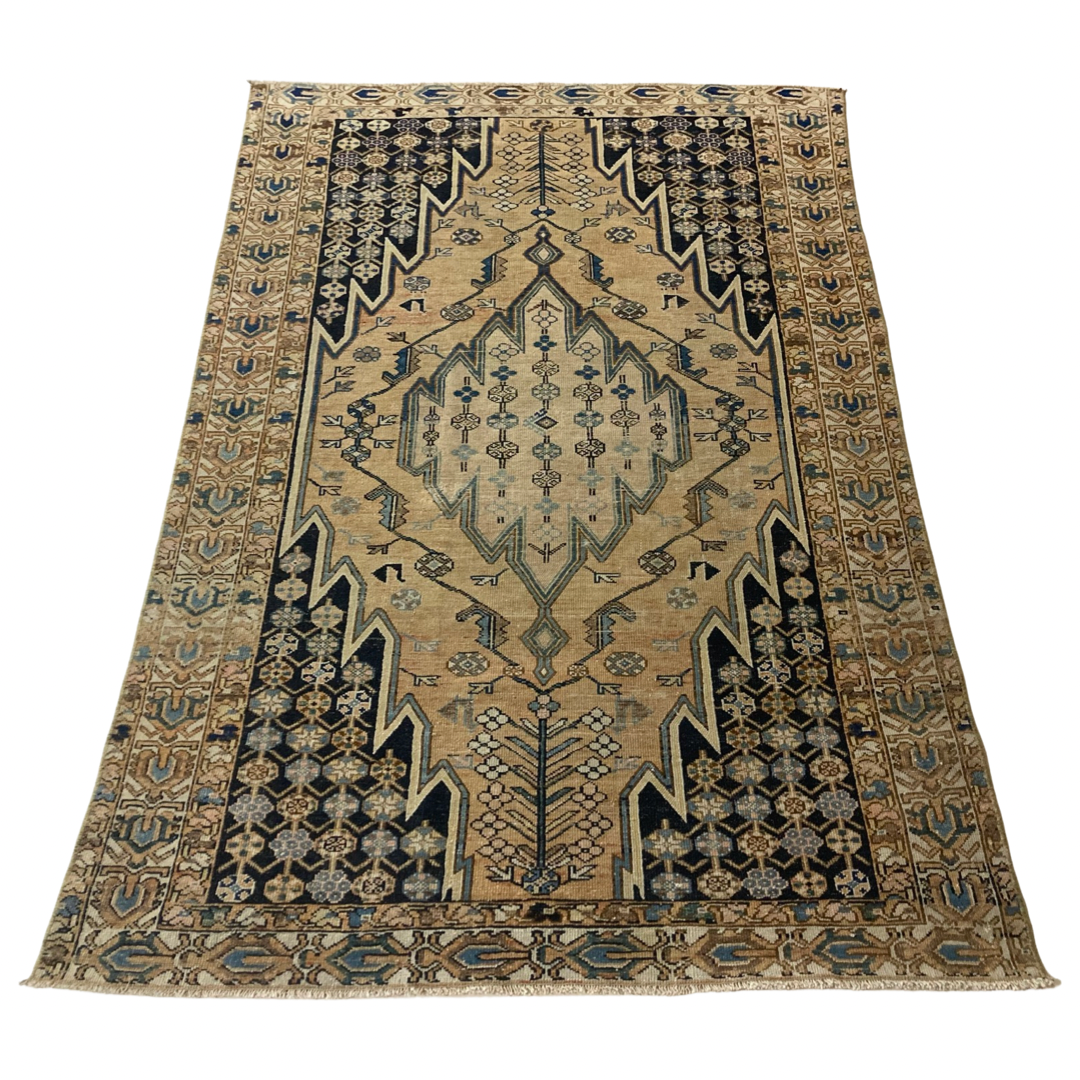 Vintage Persian Mazlaghan 4'1 x 6'1