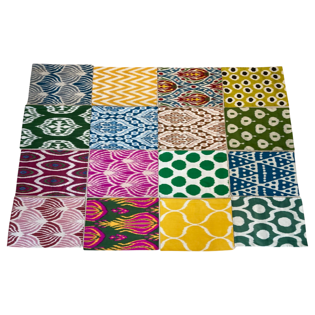 Uzbeki Silk Ikat Pillow Cover 23inch x 16inch