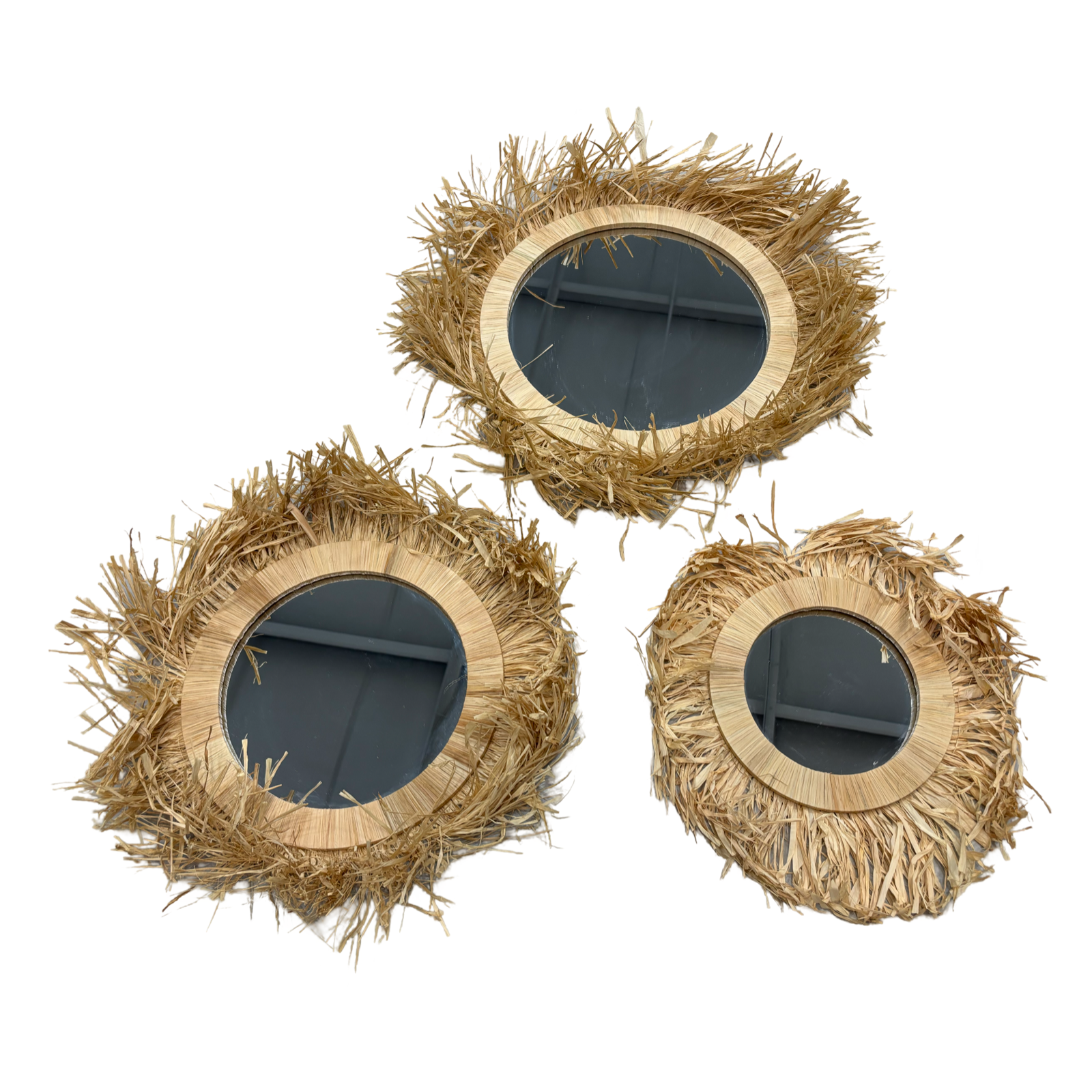Moroccan Raffia Mirror Set