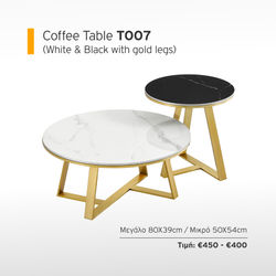 Coffee Table T007 (White and Black with Gold legs)