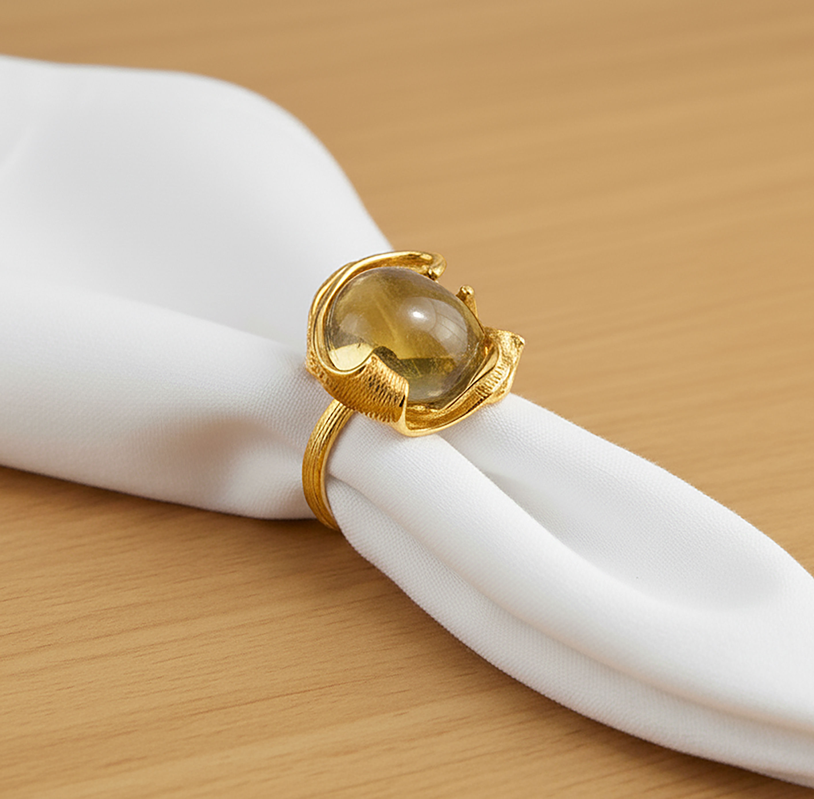 Anel porta-guardanapo de prata Vermeil com citrino