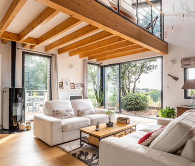 Maison neuve avec vue mer sur terrain pentu ensablé à Saint-Michel-Chef-Chef
