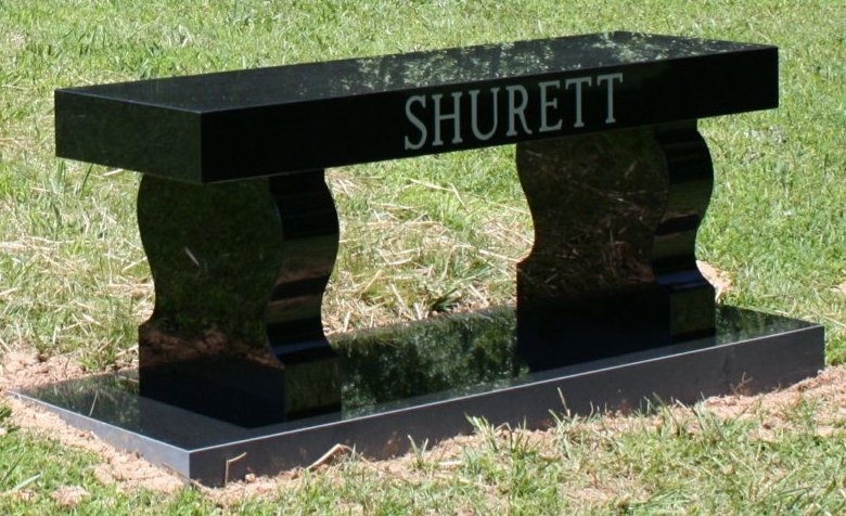 black granite bench for cemetery