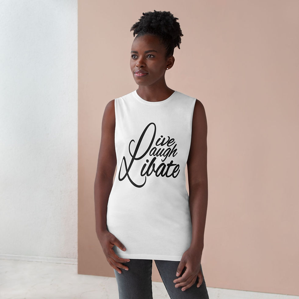 Thumbnail: Unisex Live, Laugh, Libate Barnyard Tank