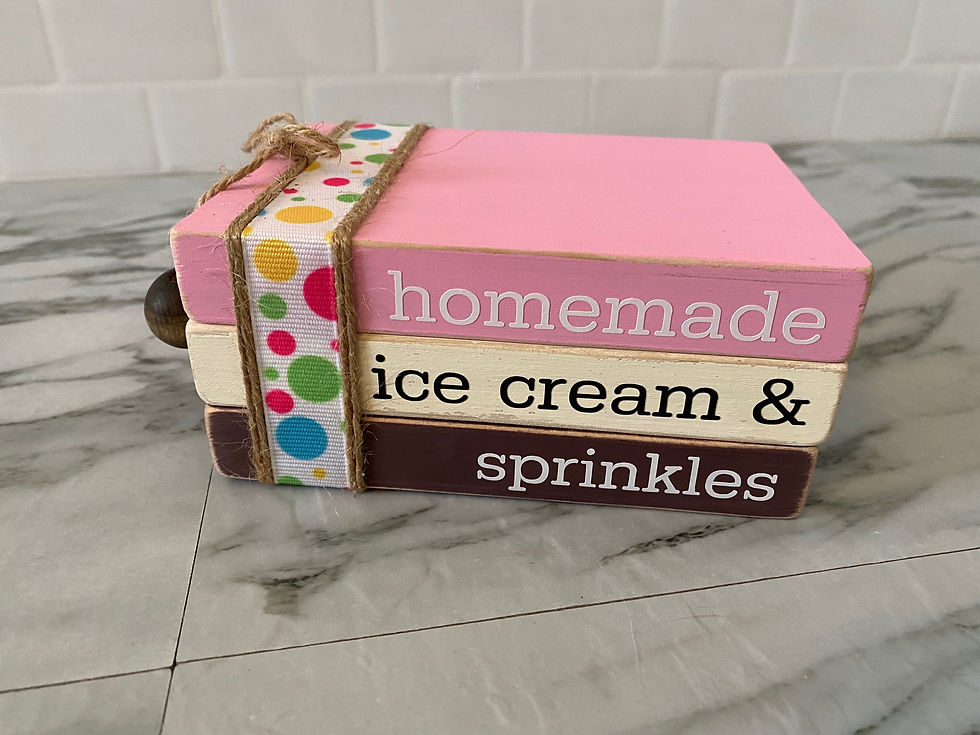 Ice Cream Wood Book Stack
