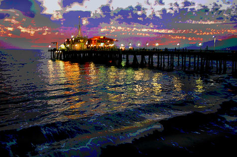 SANTA MONICA PIER AT SUNSET