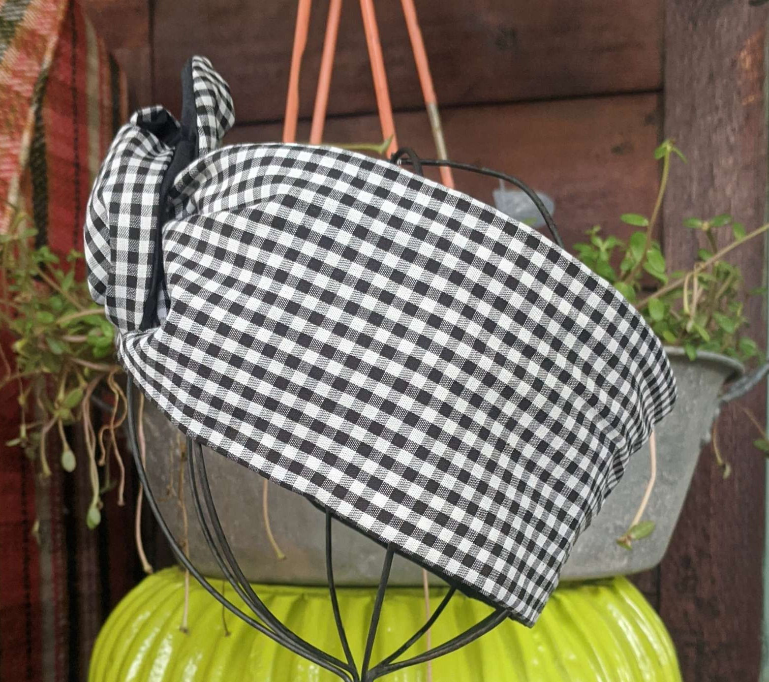 Black and White Gingham Plaid- Reversible Black